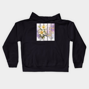 Vintage Lily design with intricate text watercollor art background Kids Hoodie